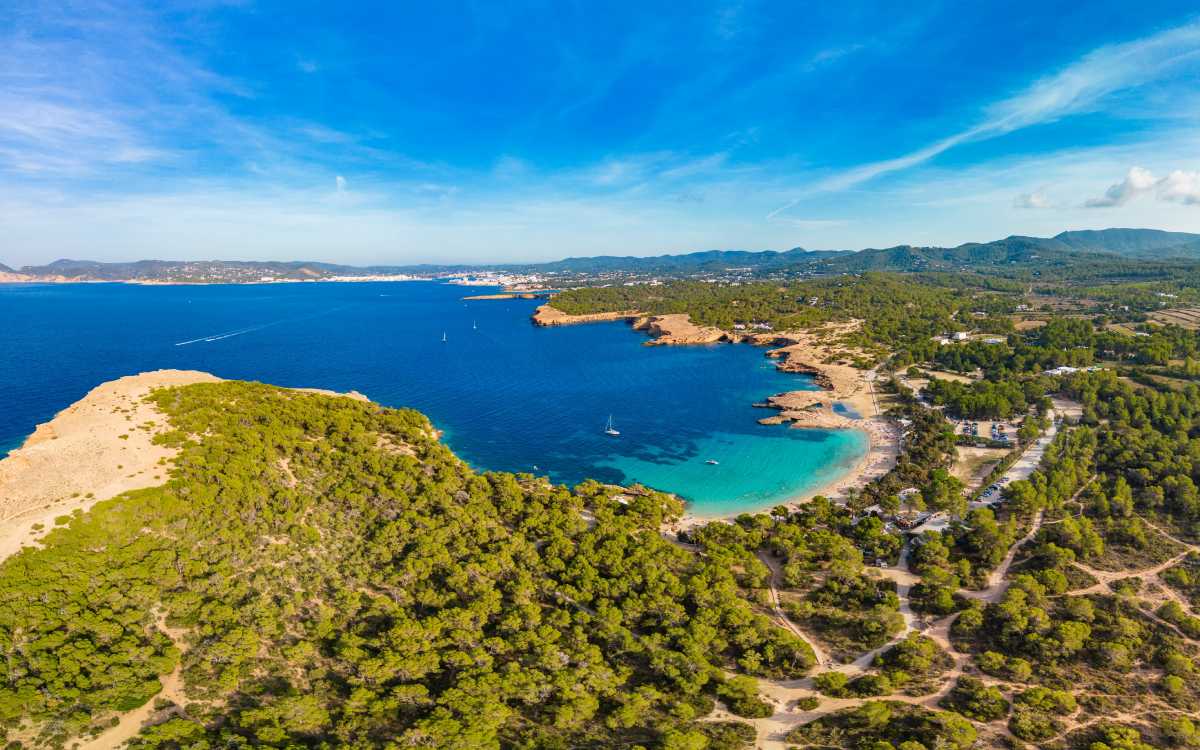 Aerial view of the island of Ibiza.