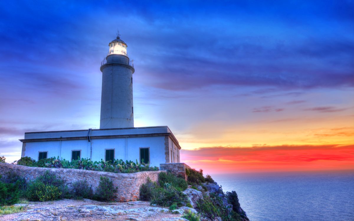Sunrise at Lighthouse of La Mola, Formentera.