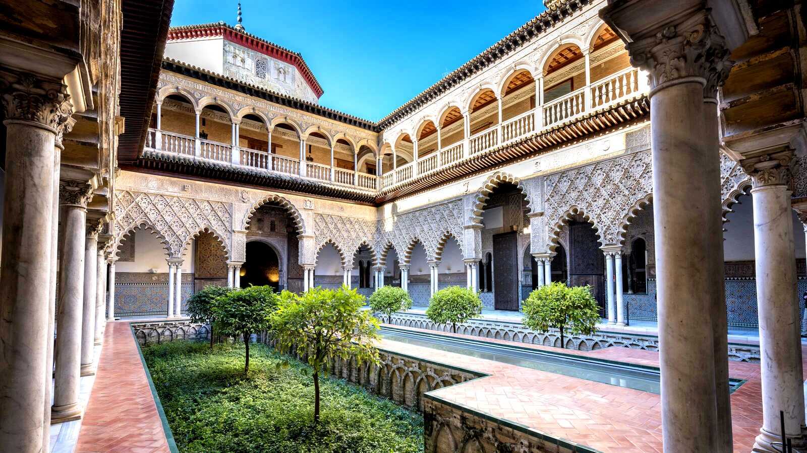 Interior of the Royal Alcázar of Seville. | Dreamstime