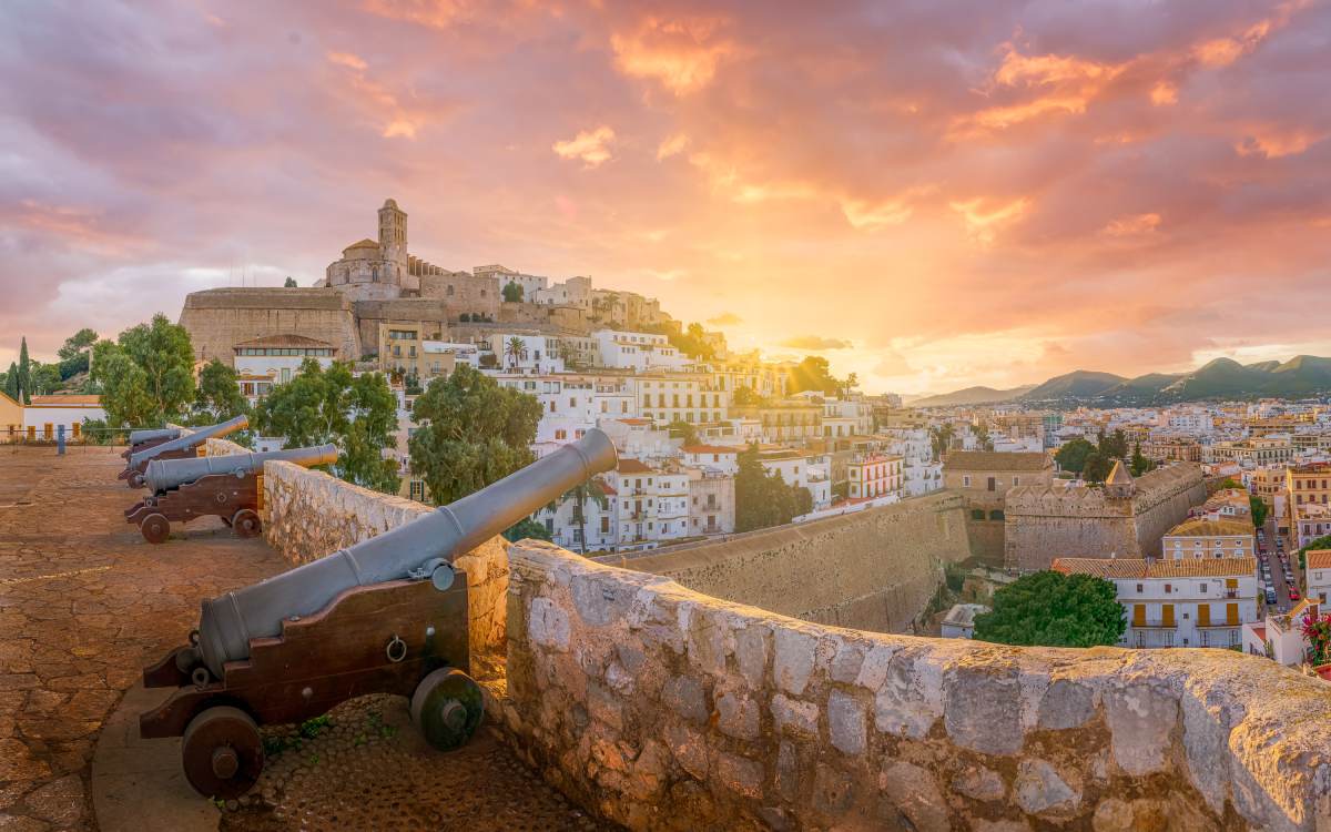 The fortress of Ibiza at sunset