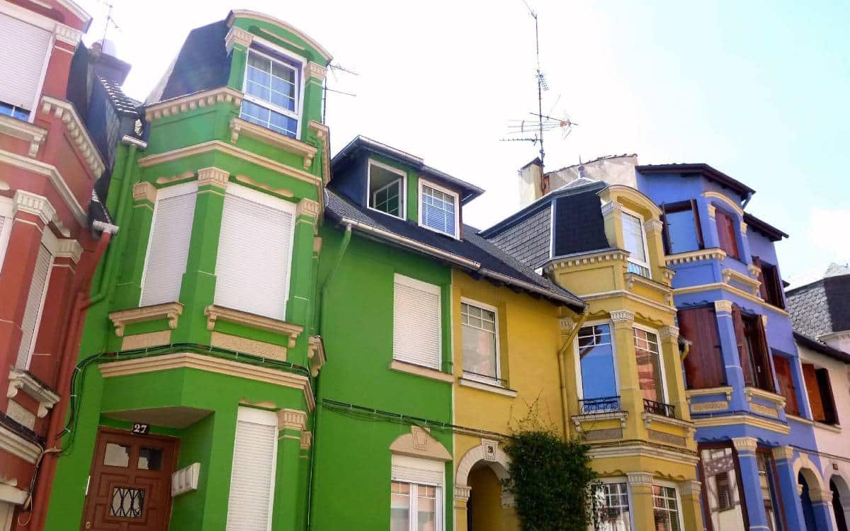 Houses of this colourful neighbourhood in Bilbao.