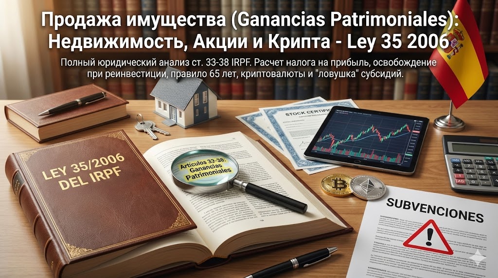 Продажа имущества (Ganancias Patrimoniales): Недвижимость, Акции и Крипта - Ley 35 2006
