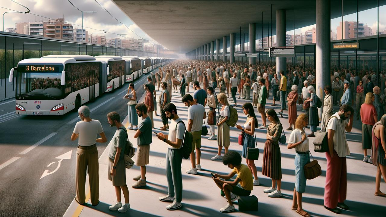 Остановка поездов вызвала очереди на автобусы в Матаро