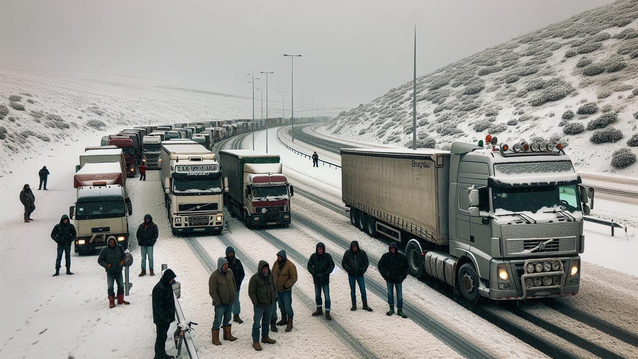 Снег и шторм Ингрид остановили грузовики на севере Испании