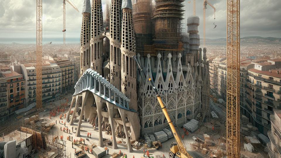 Иллюстрация к статье: Кран поднимет элемент креста на высоту 172,5 метра