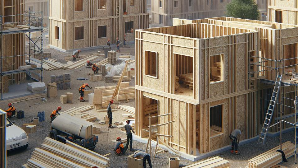 Иллюстрация к статье: Деревянные модули сокращают сроки строительства более чем на 50 %
Застройка использует модульную систему из лёгкого деревянного каркаса. Такая технология позволяет возвести несущую структуру здания за шесть недель, а всё строительство завершить за шесть месяцев. По этим показателям сроки реализации сокращаются более чем на 50 % по сравнению с проектами из кирпича и бетона.