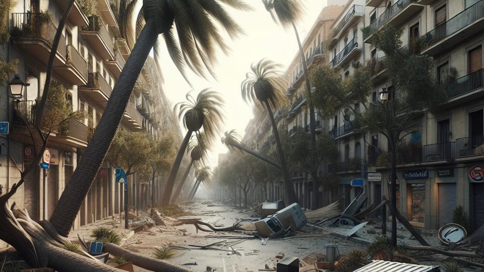 Ураганный ветер в Каталонии ранил девять человек и нарушил транспорт