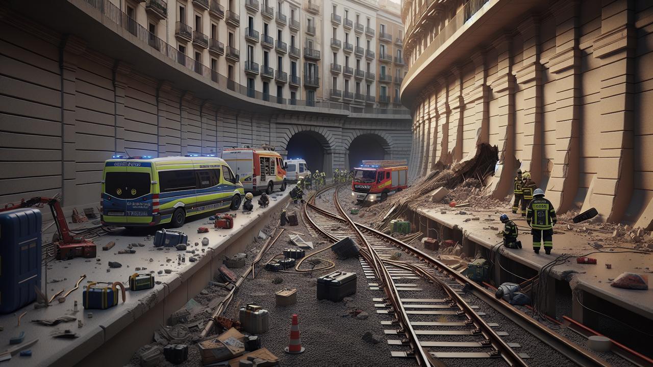 В Барселоне поезд Rodalies сошел с рельсов после обрушения стены